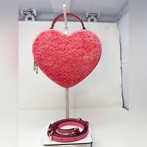 Kate Spade Love Shack Pink Faux Fur Heart Crossbody Bag